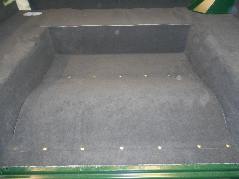 Land Rover Series 2a Tub floor carpeted including access cover for Hydraulic Winch.