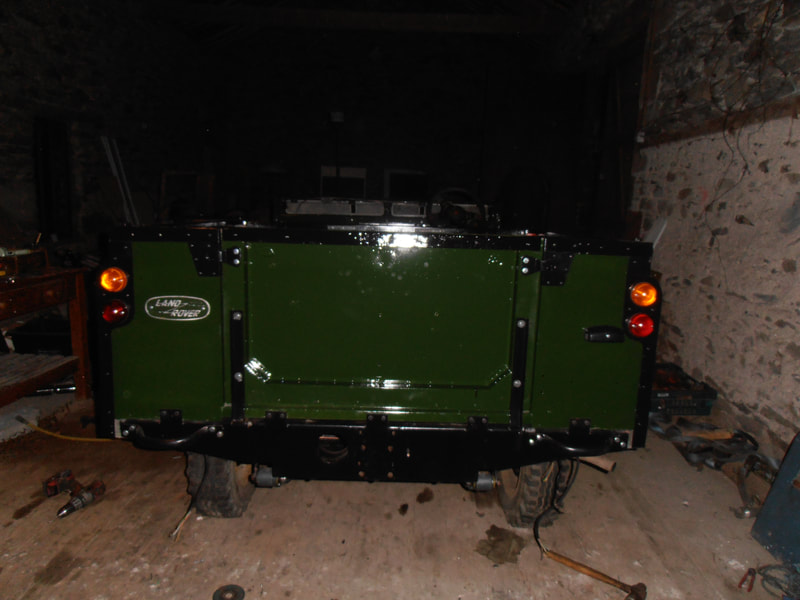 Rear view of Green Land Rover Series 2a after Tub having been fitted.